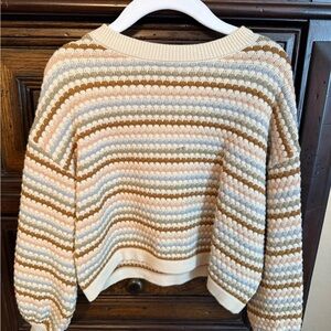 Rylee + Cru Boxy Crop Sweater - Honeycomb Stripe set